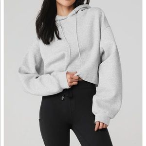 Basically New ALO Yoga Bae Crop Hoodie, Gray, S